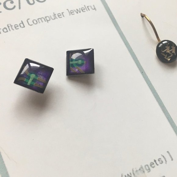 earrings Two pairs of Simple geometric upcycled handmade Canada computer parts - Picture 7 of 8